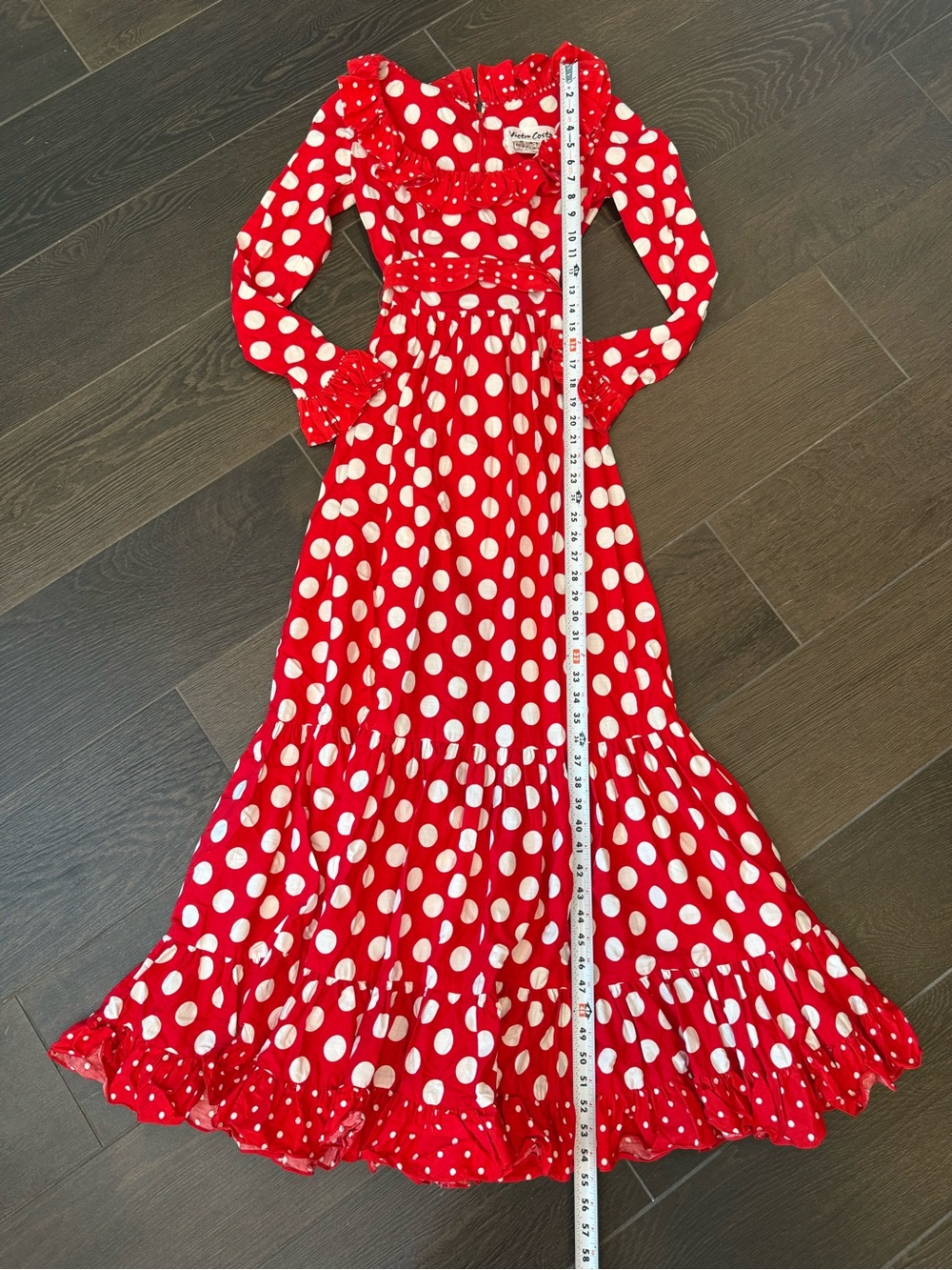 Vintage Victor costa small hostess party dress red 70s Valentines saks 5th - Picture 13 of 16